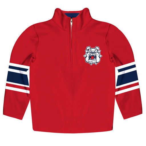 Fresno State Bulldogs Vive La Fete Game Day Red Quarter Zip Pullover Stripes on Sleeves