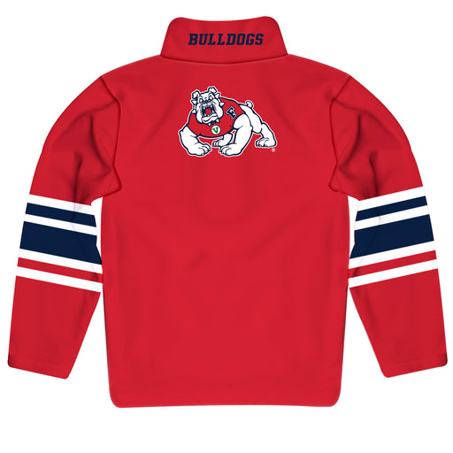 Fresno State Bulldogs Vive La Fete Game Day Red Quarter Zip Pullover Stripes on Sleeves - Vive La Fête - Online Apparel Store