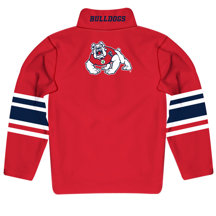 Fresno State Bulldogs Vive La Fete Game Day Red Quarter Zip Pullover Stripes on Sleeves - Vive La Fête - Online Apparel Store
