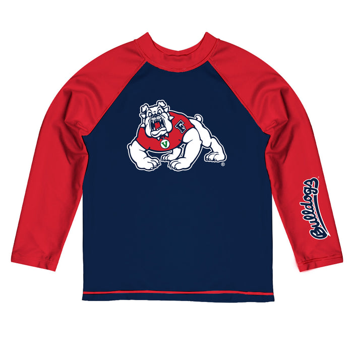 Fresno State Bulldogs Vive La Fete Blue and Red Long Sleeve Raglan Rashguard