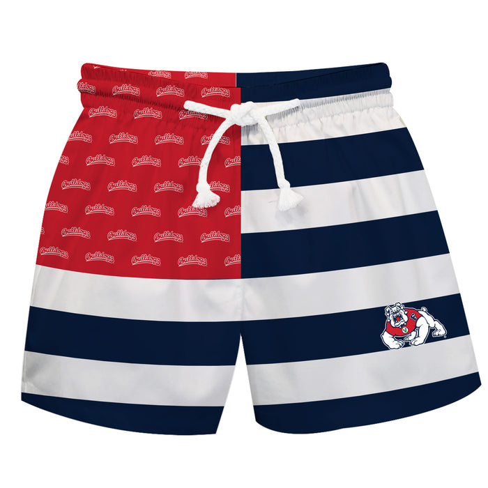 Fresno State Bulldogs Vive La Fete Game Day Blue White Red Flag Swimtrunks V1