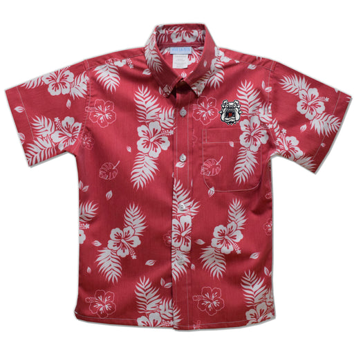Fresno State Bulldogs Red Hawaiian Short Sleeve Button Down Shirt