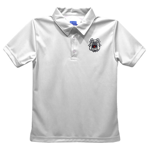 Fresno State Bulldogs Embroidered White Short Sleeve Polo Box Shirt
