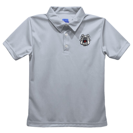 Fresno State Bulldogs Embroidered Gray Short Sleeve Polo Box Shirt