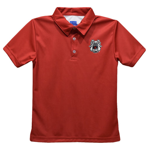 Fresno State Bulldogs Embroidered Red Short Sleeve Polo Box Shirt