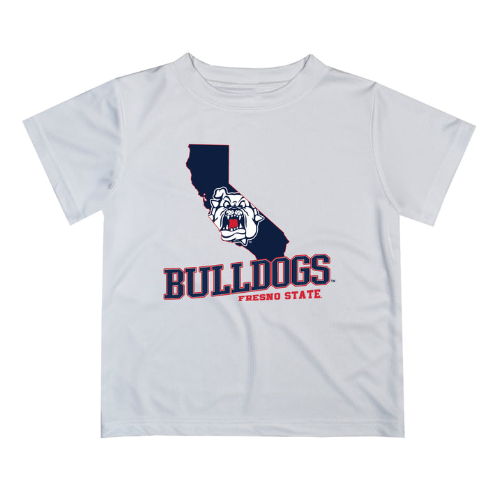 Fresno State Panthers Vive La Fete State Map White Short Sleeve Tee Shirt