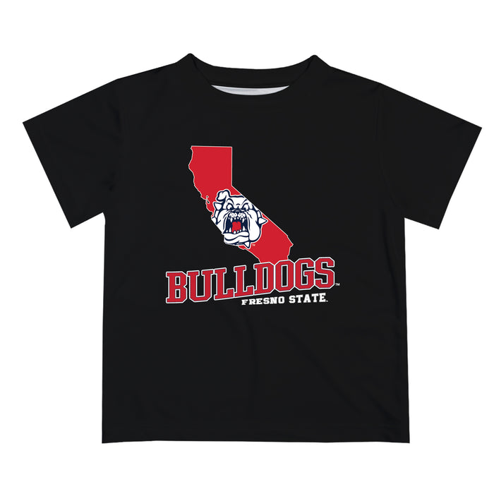 Fresno State Panthers Vive La Fete State Map Black Short Sleeve Tee Shirt