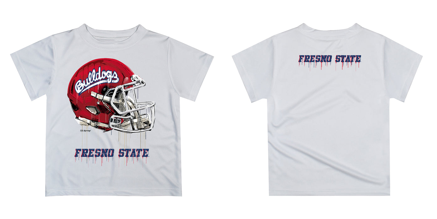 Fresno State Bulldogs Original Dripping Football Helmet Red T-Shirt by Vive La Fete - Vive La Fête - Online Apparel Store