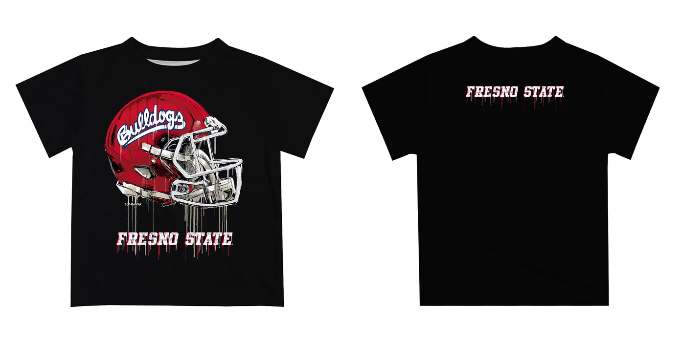 Fresno State Bulldogs Original Dripping Football Helmet Red T-Shirt by Vive La Fete - Vive La Fête - Online Apparel Store