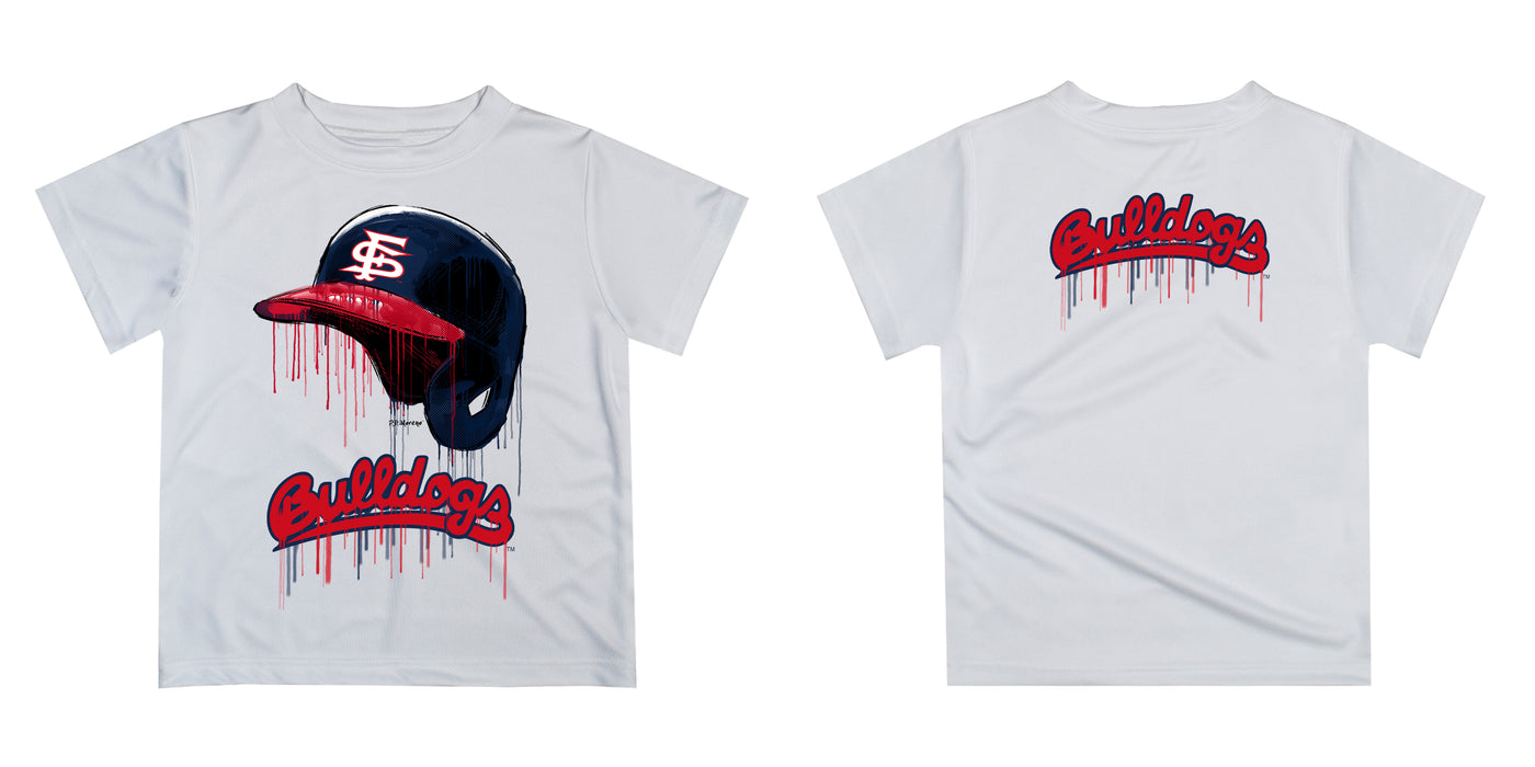 Fresno State Bulldogs Original Dripping Baseball Helmet Blue T-Shirt by Vive La Fete - Vive La Fête - Online Apparel Store
