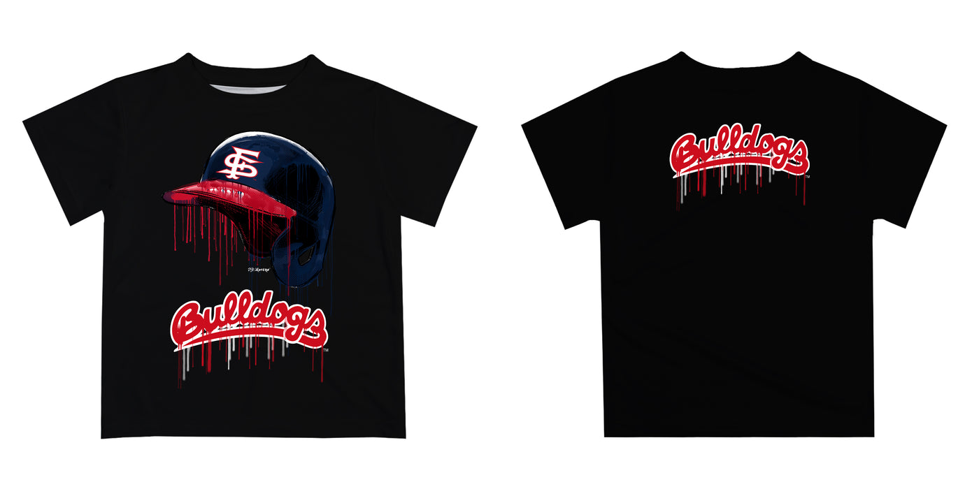 Fresno State Bulldogs Original Dripping Baseball Helmet Blue T-Shirt by Vive La Fete - Vive La Fête - Online Apparel Store