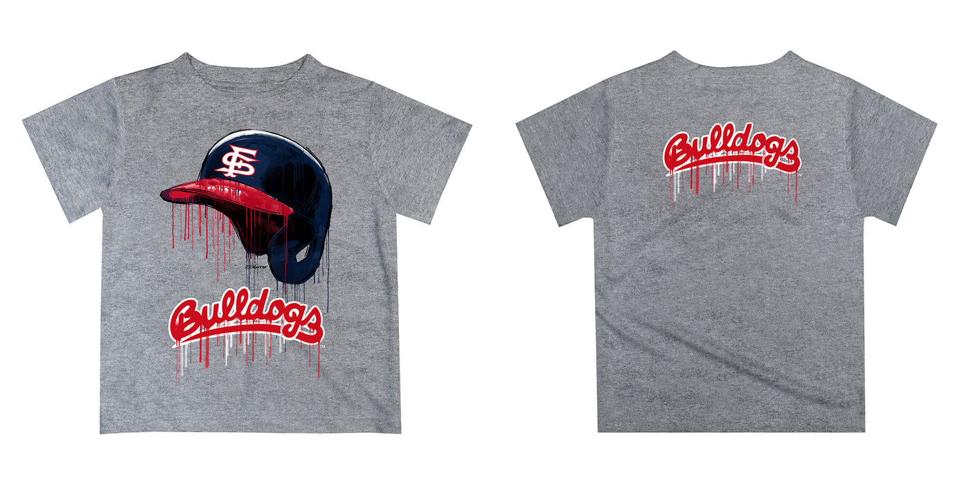 Fresno State Bulldogs Original Dripping Baseball Helmet Blue T-Shirt by Vive La Fete - Vive La Fête - Online Apparel Store