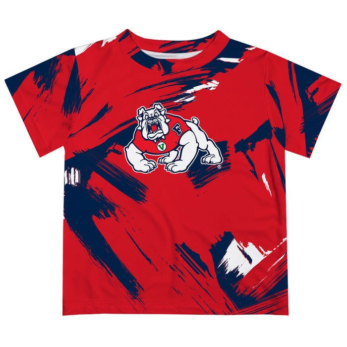 Fresno State Bulldogs Vive La Fete Boys Game Day Red Short Sleeve Tee Paint Brush