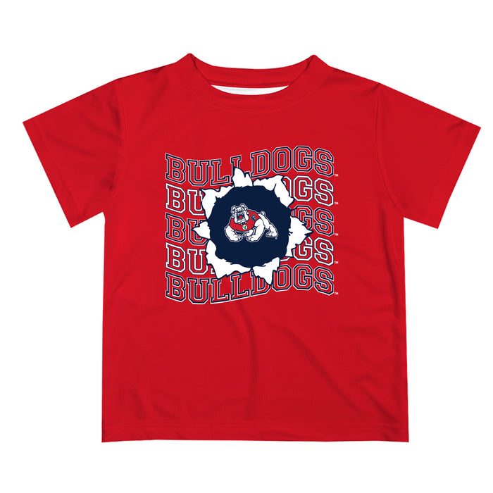 Fresno State Bulldogs Vive La Fete Red Art V1 Short Sleeve Tee Shirt