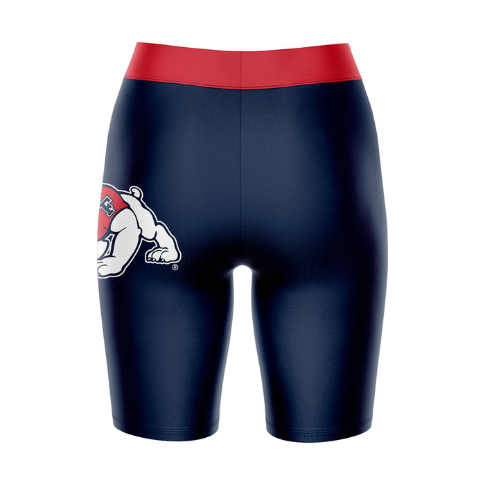 Fresno State Bulldogs Vive La Fete Game Day Logo on Thigh and Waistband Blue and Red Women Bike Short 9 Inseam - Vive La Fête - Online Apparel Store