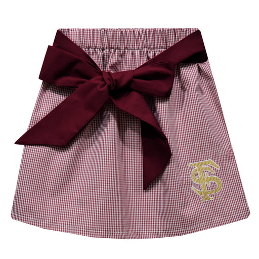 Florida State Seminoles Embroidered Maroon Gingham Skirt With Sash