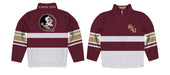Florida State Seminoles Logo Stripes Garnet Long Sleeve Quarter Zip Sweatshirt - Vive La Fête - Online Apparel Store