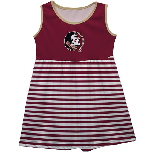 Florida State Seminoles Maroon and White Sleeveless Tank Dress with Stripes on Skirt by Vive La Fete
