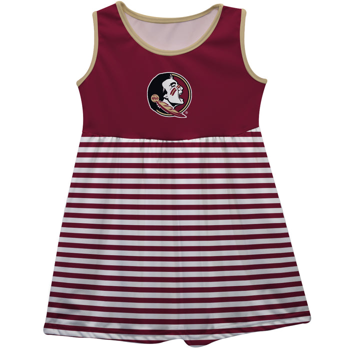 Florida State Seminoles Maroon and White Sleeveless Tank Dress with Stripes on Skirt by Vive La Fete