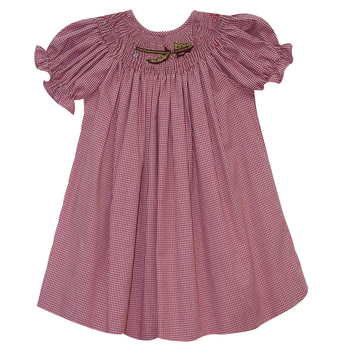 Florida State Seminoles Smocked Maroon Gingham Short Sleeve Bishop