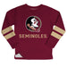 Florida State Seminoles Stripes Garnet Long Sleeve Fleece Sweatshirt Side Vents - Vive La Fête - Online Apparel Store