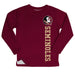 Florida State Seminoles Logo Garnet Long Sleeve Fleece Sweatshirt Side Vents - Vive La Fête - Online Apparel Store
