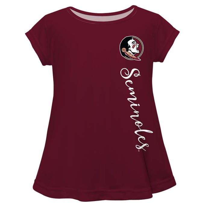 Florida State Seminoles Garnet Solid Short Sleeve Girls Laurie Top - Vive La Fête - Online Apparel Store