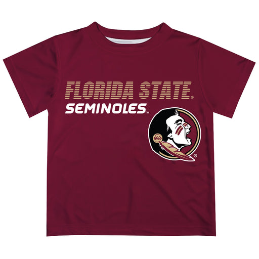 Florida State Seminoles Solid Stripped Logo Garnet Short Sleeve Tee Shirt - Vive La Fête - Online Apparel Store