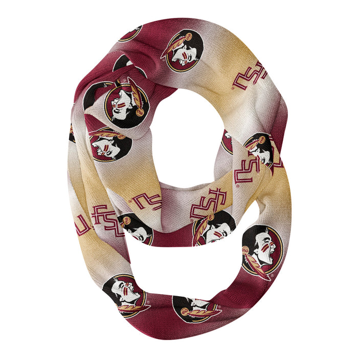 Florida State Seminoles Vive La Fete All Over Logo Game Day Collegiate Women Ultra Soft Knit Infinity Scarf