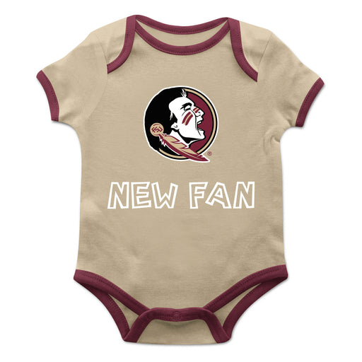 Florida State Seminoles Vive La Fete Infant Gold Short Sleeve Onesie New Fan Logo and Mascot Bodysuit