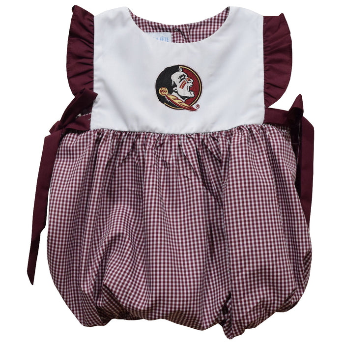Florida State Seminoles Embroidered Maroon Gingham Girls Bubble