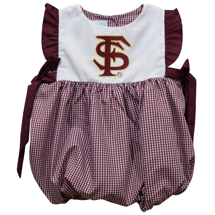 Florida State Seminoles Embroidered Maroon Gingham Girls Bubble