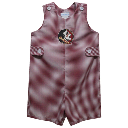 Florida State Seminoles Embroidered Maroon Gingham Boys Jon Jon