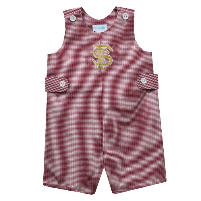 Florida State Seminoles Embroidered  Maroon Gingham Boys Jon Jon