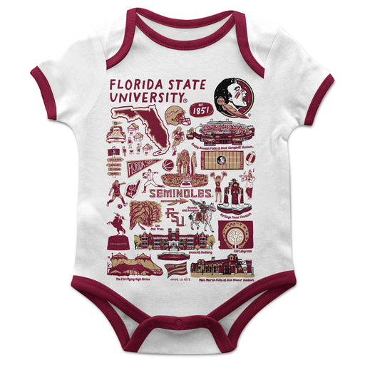 Florida State Seminoles Hand Sketched Vive La Fete Impressions Artwork Infant White Short Sleeve Onesie Bodysuit