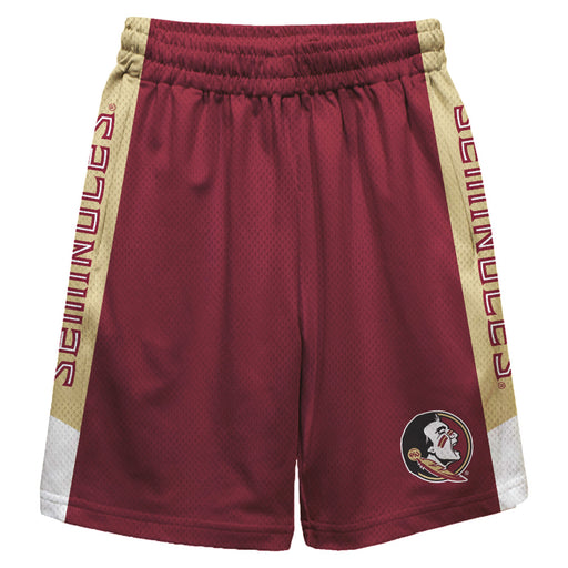 Florida State Seminoles Vive La Fete Game Day Garnet Stripes Boys Solid Gold Athletic Mesh Short