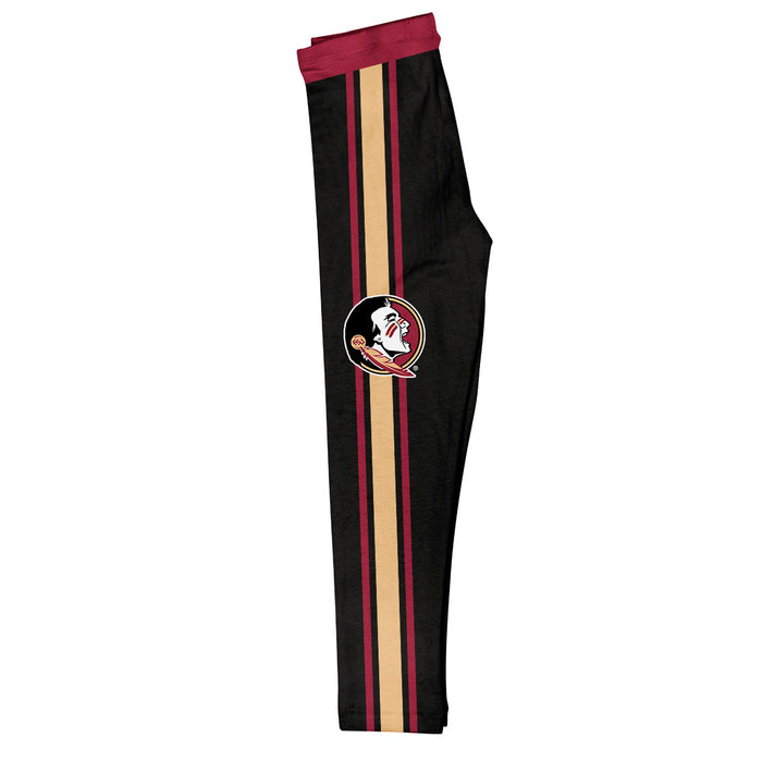 Florida State Seminoles Vive La Fete Girls Game Day Black with Maroon Stripes Leggings Tights