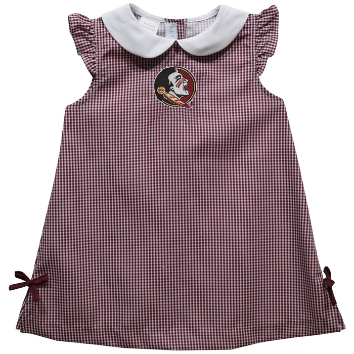 Florida State Seminoles Embroidered Maroon Gingham A Line Dress