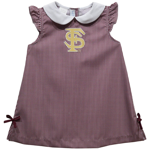 Florida State Seminoles Embroidered Maroon Gingham A Line Dress