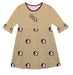 Florida State Seminoles Vive La Fete Girls Game Day 3/4 Sleeve Solid Gold All Over Logo on Skirt