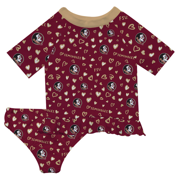 Florida State Seminoles Vive La Fete All Over Logo Garnet Long Sleeve Bikini Set