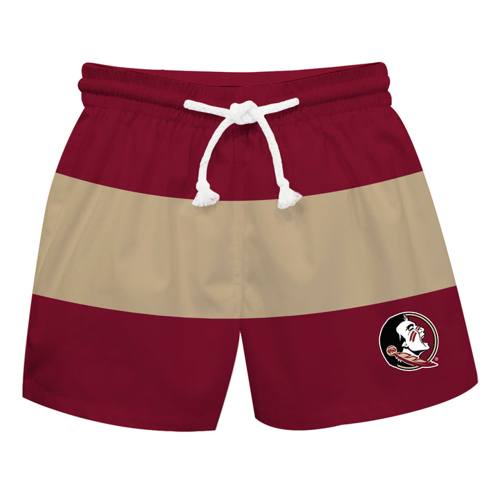 Florida State Seminoles Vive La Fete Maroon Gold Stripes Swimtrunks V2
