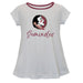 Florida State Seminoles Vive La Fete Girls Game Day Short Sleeve White Top with School Logo and Name