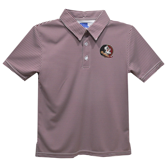 Florida State Seminoles Embroidered Maroon Stripes Short Sleeve Polo Box Shirt