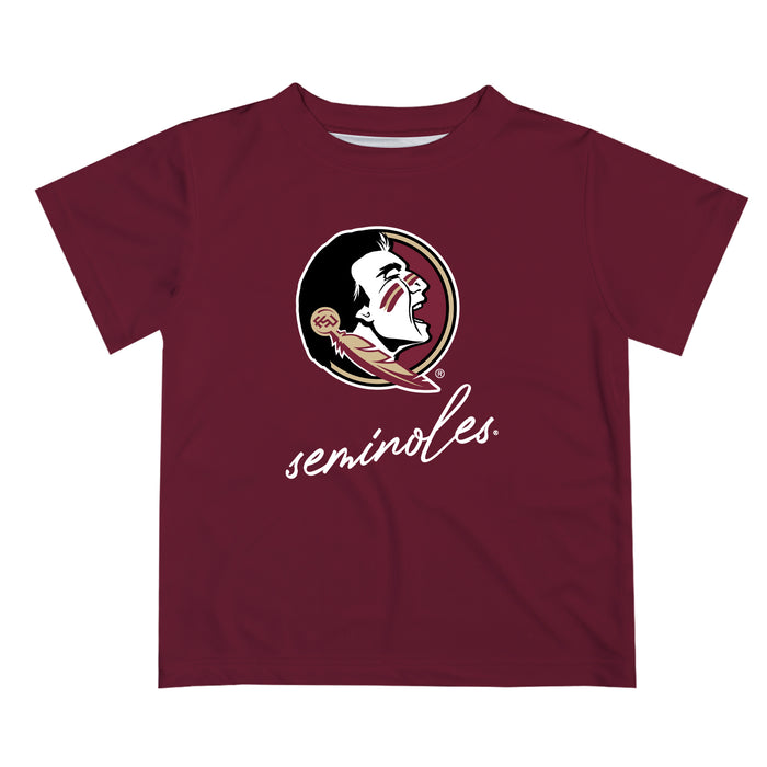 Florida State Seminoles Vive La Fete Script V1 Garnet Short Sleeve Tee Shirt