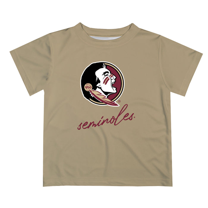 Florida State Seminoles Vive La Fete Script V1 Gold Short Sleeve Tee Shirt