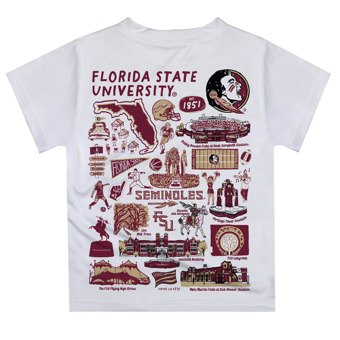 Florida State Seminoles Hand Sketched Vive La Fete Impressions Artwork Boys Gold Short Sleeve Tee Shirt - Vive La Fête - Online Apparel Store