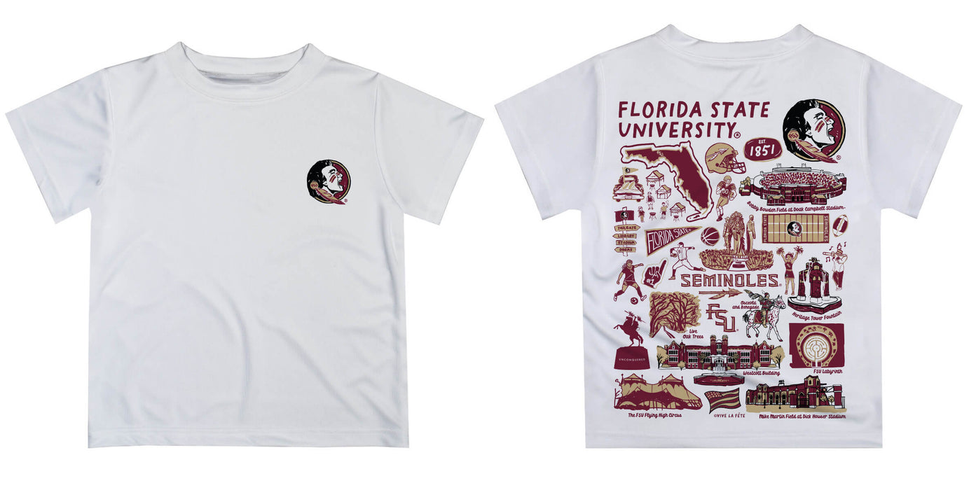 Florida State Seminoles Hand Sketched Vive La Fete Impressions Artwork Boys Gold Short Sleeve Tee Shirt - Vive La Fête - Online Apparel Store