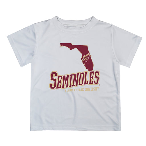Florida State Seminoles Vive La Fete State Map White Short Sleeve Tee Shirt