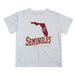 Florida State Seminoles Vive La Fete State Map White Short Sleeve Tee Shirt